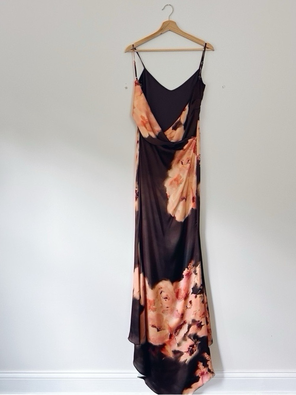 House of CB Mariamma Dark Brown Floral Printed Satin Maxi Dress - Picture 11 of 16